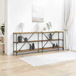Konsoollaud riiuliga pruun 200 x 30 x 75 cm tehispuit