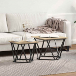 Abilaudade komplekt 2 pcs sonoma tamm t&ouml;&ouml;deldud puit ja teras