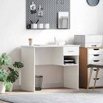 Laud sahtliga riiuliga valge 90 x 49 x 75 cm tehispuit