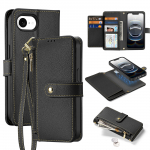 Dux Ducis Lawa iPhone 16e Leather Case with Detachable Magnetic Wallet - Black
