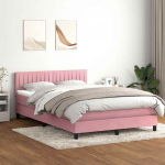 Kontinentaalvoodi madrats ja led, roosa, 160x210 cm, samet