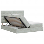 Laos voodi peaga ladustamisega helehall 180 x 200 cm samet