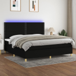 Kontinentaalvoodi madrats ja led, must, 200x200 cm, kangas