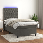 Kontinentaalvoodi madrats ja led, tumehall, 80x200 cm, samet