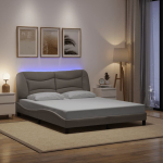 Voodiraam led-iga ilma madratsita hvar, pruunikashall, 160x200cm, kangas