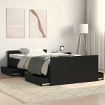 Voodi raam sahtliga must tamm 193 x 93 x 50 cm tehispuit