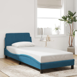 Voodiraam peatsiga dover, sinine, 90 x 200 cm, samet