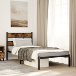 Metallist voodiraam ilma madratsita suitsutatud tamm 75x190 cm