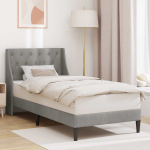 Voodi raam peaga helehall 90 x 200 cm samet