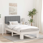 Voodiraam pehme peatoega peaga helehall 100 x 200 cm tahke m&auml;nd