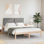 Voodiraam pehme peatoega peaga helehall 140 x 200 cm tahke m&auml;nd