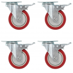 P&ouml;&ouml;rlevad rattad topeltpiduritega 4 tk 100 mm