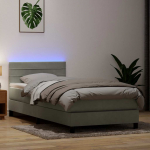 Kontinentaalvoodi madrats ja led helehall 80x210 cm samet
