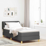 Voodiraam vedrudega ja madratsiga kreem 90x200 cm tumehall
