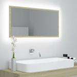 Led vannitoa peeglikapp, sonoma tamm, 90x8,5x37 cm, akr&uuml;&uuml;l