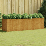 Taimekast, 280 x 80 x 80 cm, corten-teras