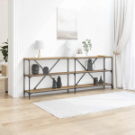 Konsoollaud riiuliga pruun 200 x 30 x 75 cm tehispuit