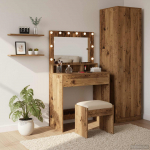 Meigilaud riiuliga vana puit 79 x 41 x 135 cm tehispuit