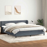 Kontinentaalvoodi madratsitega, tumehall, 180x220 cm, samet
