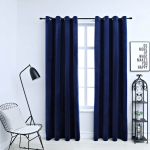 Pimendavad kardinad r&otilde;ngastega 2 tk, samet, sinine 140 x 225 cm