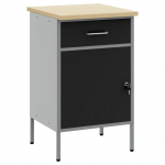 T&ouml;&ouml;laud must ja hall 50 x 55 x 85 cm t&ouml;&ouml;deldud puit ja teras