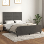 Voodiraam ilma madratsita, tumehall, 140x190 cm, samet
