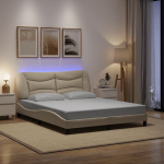 Voodiraam led-iga ilma madratsita hvar, kreem, 160x200 cm, kangas