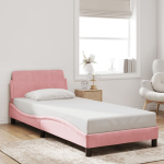 Voodiraam peatsiga dover roosa 90x200 cm samet