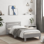 Voodiraam peatsiga, hall sonoma tamm, 90 x 200 cm, tehispuit