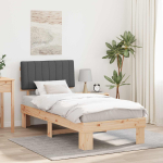 Voodiraam pehme peatoega peaga tumehall 90 x 200 cm tahke m&auml;nd