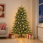 Kunstkuusk koos j&otilde;ulukuuliga 240 cm 300 led-i soe valge