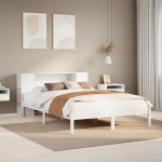 Riiuliga voodiraam ilma madratsita, valge, 160x200cm, m&auml;nnipuit