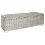 Hoiukast, valge, 110 cm, naturaalne kubu-rotang, mahagonipuit