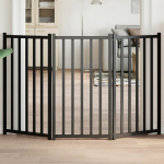 Kokkupandav koerav&auml;rav, 3 paneeli, must, 150 cm, nulupuit