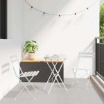 Kokkupandav bistroo komplekt 3 pcs valge teras