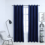 Pimendavad kardinad r&otilde;ngastega 2 tk, samet, sinine 140 x 245 cm