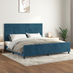 Voodiraam ilma madratsita tumesinine 200x200 cm samet