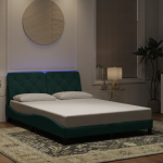 Voodiraam led-iga ilma madratsita, tumeroheline, 120 x 200 cm, samet