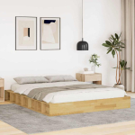 Voodiraam ilma madratsita 140x190 cm t&auml;ispuidust tamm