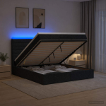 Ottomani voodi madratsi ja led-idega must 140 x 190 cm kangas