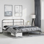Metallist voodiraam peatsiga, must, 183x213 cm