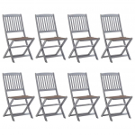 Kokkupandavad aiatoolid 8 tk patjadega, akaatsiapuit