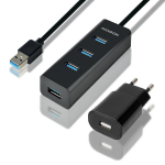 I/O HUB USB3.0 4PORT CHARGING/W/AC 1.2M HUE-S2BP AXAGON - 8595247903679