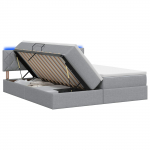 Led-iga voodiraam koos madratsiga helehall 200 x 200 cm kangas