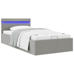 H&uuml;drauliline hoiukastiga voodiraam led helehall kangas 90 x 200