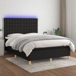 Kontinentaalvoodi madrats ja led, must, 140x200 cm, kangas