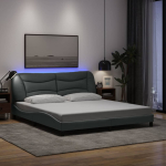 Voodiraam led-iga ilma madratsita hvar, helehall, 180x200 cm, kangas