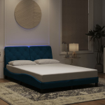 Voodiraam led-iga ilma madratsita, sinine, 120 x 200 cm, samet