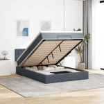 Ottomani voodi madratsiga ja led, tumehall, 140x200cm, samet