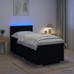 Kasti vedru madratsiga ja led valgusega voodi must 90 x 200 cm